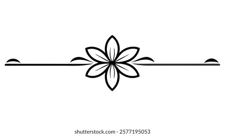 Decorative Symmetric Divider Line with Abstract Floral Motif and Ornamental Filigree Border