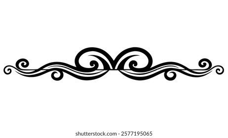 Decorative Symmetric Divider Line with Abstract Floral Motif and Ornamental Filigree Border