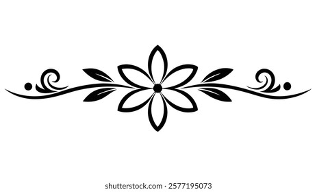 Decorative Symmetric Divider Line with Abstract Floral Motif and Ornamental Filigree Border