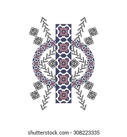 Decorative symmetric element for design and fashion in ethnic style. Vector illustration