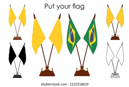 Decorative table flag. Outline only. Without outline. Icon. Colored.