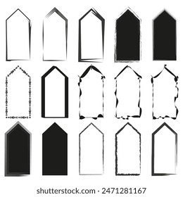Decorative tag frames. Abstract border designs. Vector graphic collection. Black and white.