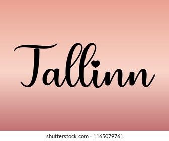 Decorative Tallinn Text, Black and Pink Design