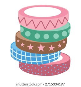Dekorativer Bandstapel, Bandset. Washingtoner Band-Stack-Illustration, Bandrollensammlung