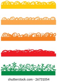 Decorative tapes with floral ornament in different colors. Vector illustration.