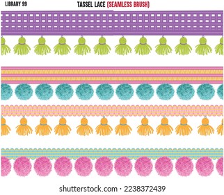 DECORATIVE TASSEL SEAMLESS PATTERN BRUSH IN EDITABLE VECTOR