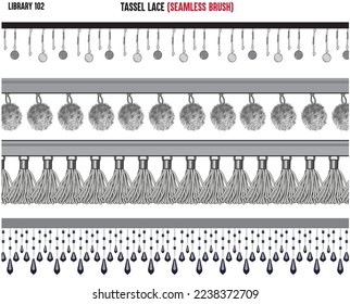 DECORATIVE TASSEL SEAMLESS PATTERN BRUSH IN EDITABLE VECTOR