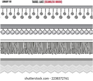 DECORATIVE TASSEL SEAMLESS PATTERN BRUSH IN EDITABLE VECTOR