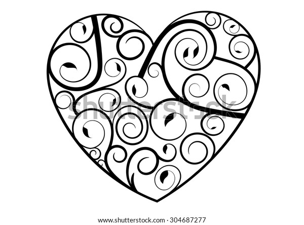 Decorative Tattoo Heart Isolated On White Stock Vector (Royalty Free ...