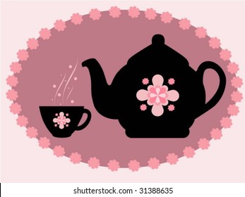decorative teapot and a cup of tea