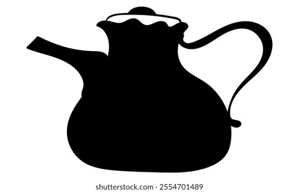 Decorative teapot side view silhouette vector illustration. Isolated on white background