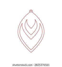A decorative teardrop earring template for laser cutting or jewelry.