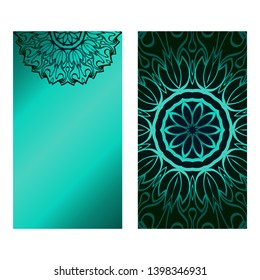 Decorative Template Card with Round Mandala From Floral Elements. Vector Illustration. For Coloring Book, Greeting Card, Invitation. Anti-Stress Therapy Pattern.