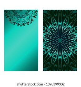 Decorative Template Card with Round Mandala From Floral Elements. Vector Illustration. For Coloring Book, Greeting Card, Invitation. Anti-Stress Therapy Pattern.