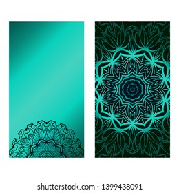 Decorative Template Card with Round Mandala From Floral Elements. Vector Illustration. For Coloring Book, Greeting Card, Invitation. Anti-Stress Therapy Pattern.