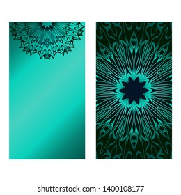 Decorative Template Card with Round Mandala From Floral Elements. Vector Illustration. For Coloring Book, Greeting Card, Invitation. Anti-Stress Therapy Pattern.