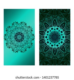 Decorative Template Card with Round Mandala From Floral Elements. Vector Illustration. For Coloring Book, Greeting Card, Invitation. Anti-Stress Therapy Pattern.