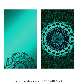 Decorative Template Card with Round Mandala From Floral Elements. Vector Illustration. For Coloring Book, Greeting Card, Invitation. Anti-Stress Therapy Pattern.