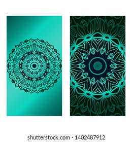 Decorative Template Card with Round Mandala From Floral Elements. Vector Illustration. For Coloring Book, Greeting Card, Invitation. Anti-Stress Therapy Pattern.