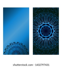 Decorative Template Card with Round Mandala From Floral Elements. Vector Illustration. For Coloring Book, Greeting Card, Invitation. Anti-Stress Therapy Pattern.