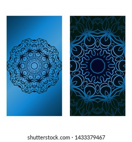 Decorative Template Card with Round Mandala From Floral Elements. Vector Illustration. For Coloring Book, Greeting Card, Invitation. Anti-Stress Therapy Pattern.