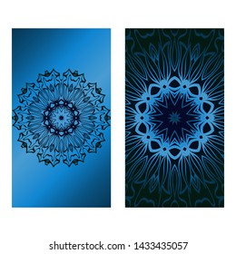 Decorative Template Card with Round Mandala From Floral Elements. Vector Illustration. For Coloring Book, Greeting Card, Invitation. Anti-Stress Therapy Pattern.