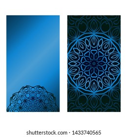Decorative Template Card with Round Mandala From Floral Elements. Vector Illustration. For Coloring Book, Greeting Card, Invitation. Anti-Stress Therapy Pattern.