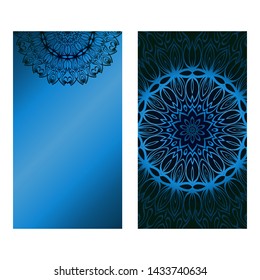 Decorative Template Card with Round Mandala From Floral Elements. Vector Illustration. For Coloring Book, Greeting Card, Invitation. Anti-Stress Therapy Pattern.