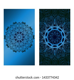 Decorative Template Card with Round Mandala From Floral Elements. Vector Illustration. For Coloring Book, Greeting Card, Invitation. Anti-Stress Therapy Pattern.