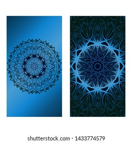 Decorative Template Card with Round Mandala From Floral Elements. Vector Illustration. For Coloring Book, Greeting Card, Invitation. Anti-Stress Therapy Pattern.