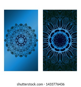 Decorative Template Card with Round Mandala From Floral Elements. Vector Illustration. For Coloring Book, Greeting Card, Invitation. Anti-Stress Therapy Pattern.