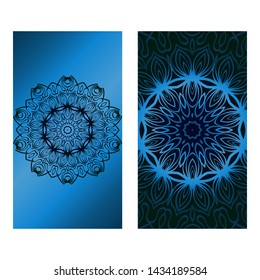 Decorative Template Card with Round Mandala From Floral Elements. Vector Illustration. For Coloring Book, Greeting Card, Invitation. Anti-Stress Therapy Pattern.