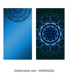Decorative Template Card with Round Mandala From Floral Elements. Vector Illustration. For Coloring Book, Greeting Card, Invitation. Anti-Stress Therapy Pattern.