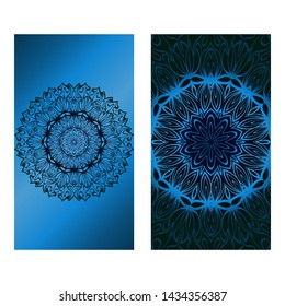 Decorative Template Card with Round Mandala From Floral Elements. Vector Illustration. For Coloring Book, Greeting Card, Invitation. Anti-Stress Therapy Pattern.