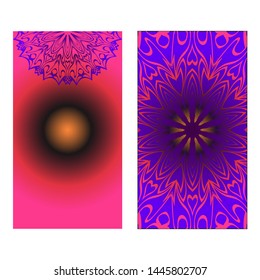 Decorative Template Card with Round Mandala From Floral Elements. Vector Illustration. For Coloring Book, Greeting Card, Invitation. Anti-Stress Therapy Pattern.