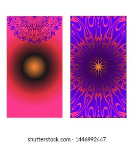Decorative Template Card with Round Mandala From Floral Elements. Vector Illustration. For Coloring Book, Greeting Card, Invitation. Anti-Stress Therapy Pattern.