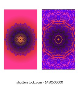 Decorative Template Card with Round Mandala From Floral Elements. Vector Illustration. For Coloring Book, Greeting Card, Invitation. Anti-Stress Therapy Pattern.