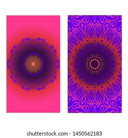 Decorative Template Card with Round Mandala From Floral Elements. Vector Illustration. For Coloring Book, Greeting Card, Invitation. Anti-Stress Therapy Pattern.