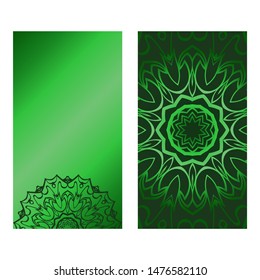 Decorative Template Card with Round Mandala From Floral Elements. Vector Illustration. For Coloring Book, Greeting Card, Invitation. Anti-Stress Therapy Pattern.
