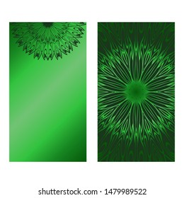 Decorative Template Card with Round Mandala From Floral Elements. Vector Illustration. For Coloring Book, Greeting Card, Invitation. Anti-Stress Therapy Pattern.