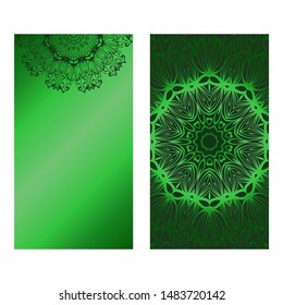 Decorative Template Card with Round Mandala From Floral Elements. Vector Illustration. For Coloring Book, Greeting Card, Invitation. Anti-Stress Therapy Pattern.