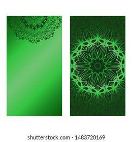 Decorative Template Card with Round Mandala From Floral Elements. Vector Illustration. For Coloring Book, Greeting Card, Invitation. Anti-Stress Therapy Pattern.