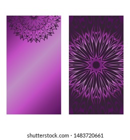 Decorative Template Card with Round Mandala From Floral Elements. Vector Illustration. For Coloring Book, Greeting Card, Invitation. Anti-Stress Therapy Pattern.