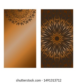 Decorative Template Card with Round Mandala From Floral Elements. Vector Illustration. For Coloring Book, Greeting Card, Invitation. Anti-Stress Therapy Pattern.