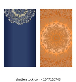 Decorative Template Card with Round Mandala From Floral Elements. Vector Illustration. For Coloring Book, Greeting Card, Invitation. Anti-Stress Therapy Pattern.