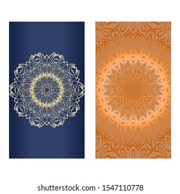Decorative Template Card with Round Mandala From Floral Elements. Vector Illustration. For Coloring Book, Greeting Card, Invitation. Anti-Stress Therapy Pattern.