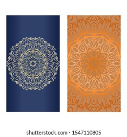 Decorative Template Card with Round Mandala From Floral Elements. Vector Illustration. For Coloring Book, Greeting Card, Invitation. Anti-Stress Therapy Pattern.