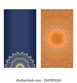 Decorative Template Card with Round Mandala From Floral Elements. Vector Illustration. For Coloring Book, Greeting Card, Invitation. Anti-Stress Therapy Pattern.