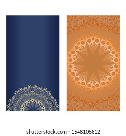 Decorative Template Card with Round Mandala From Floral Elements. Vector Illustration. For Coloring Book, Greeting Card, Invitation. Anti-Stress Therapy Pattern.