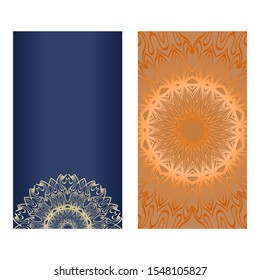 Decorative Template Card with Round Mandala From Floral Elements. Vector Illustration. For Coloring Book, Greeting Card, Invitation. Anti-Stress Therapy Pattern.